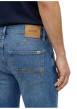 Thumbnail Jean en coton bleu à coupe droite pourvu d'une fermeture à zip et bouton - Image 4