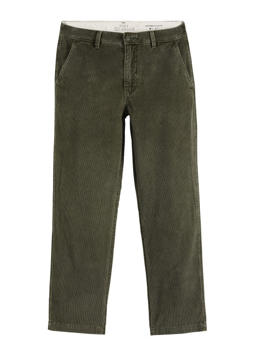 Pantalon Chino en coton vert à coupe droite...