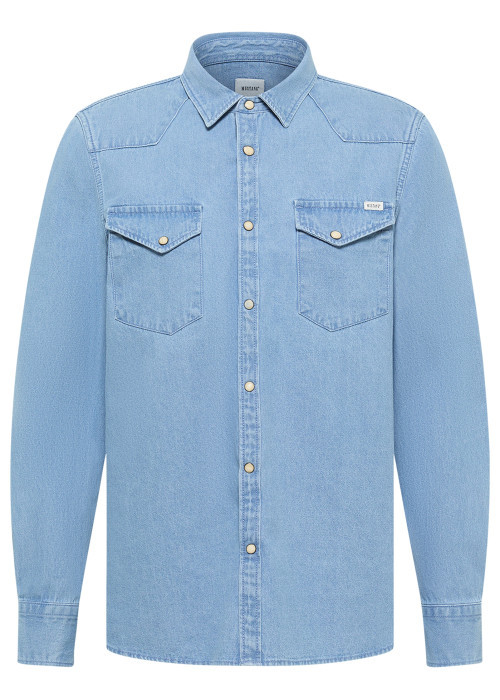 Chemise Duver en coton ciel à coupe droite pourvue d'un col à revers