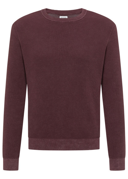 Pull Edward en coton bordeaux à coupe droite pourvu d'un col rond
