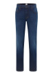 Thumbnail Jean en coton indigo à coupe droite pourvu d'une fermeture à zip et bouton