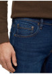 Thumbnail Jean en coton indigo à coupe droite pourvu d'une fermeture à zip et bouton - Image 4
