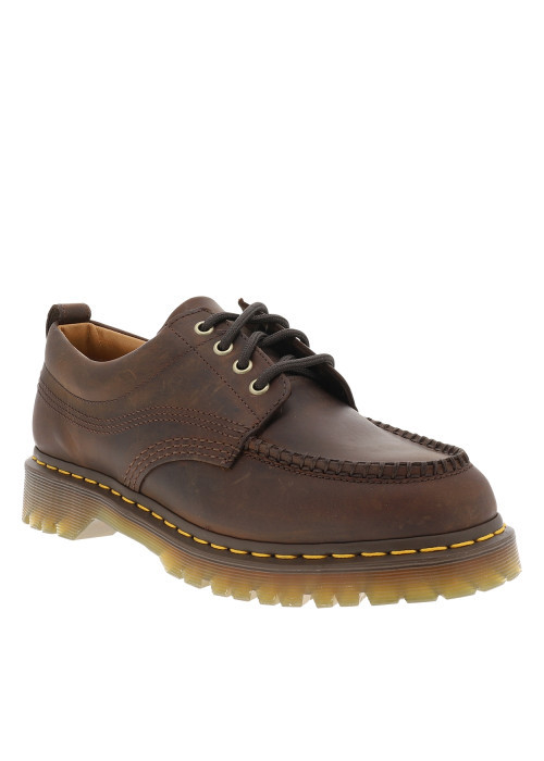 Mocassins Lowell en cuir marron à talon plateau pourvus de lacets ronds