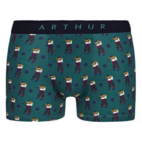 Boxer vert fantaisie en coton moulant