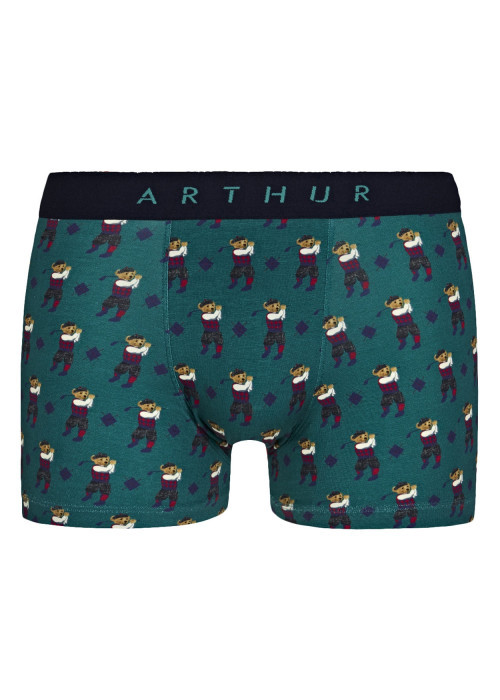Boxer vert fantaisie en coton moulant