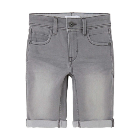 Short à 5 poches en coton gris uni avec une...