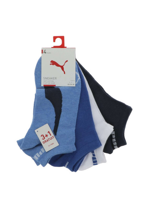 4 paires de Chaussettes basses unies bleues taille basse