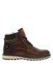 Thumbnail Bottines fourrées simili cuir marron à semelle baskets et à lacets enduis et zip