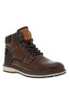 Thumbnail Bottines fourrées simili cuir marron à semelle baskets et à lacets enduis et zip - Image 2