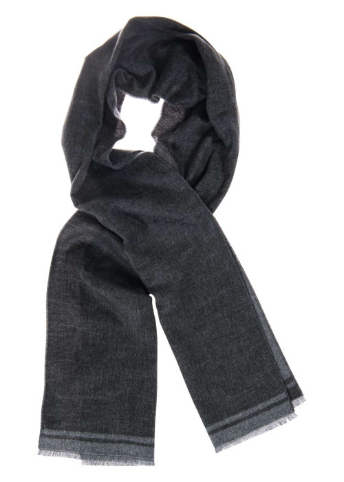 Foulard uni anthracite avec des franges et des...
