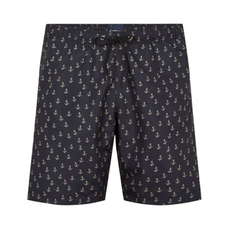 Short de bain noir uni avec un imprimé ancre...