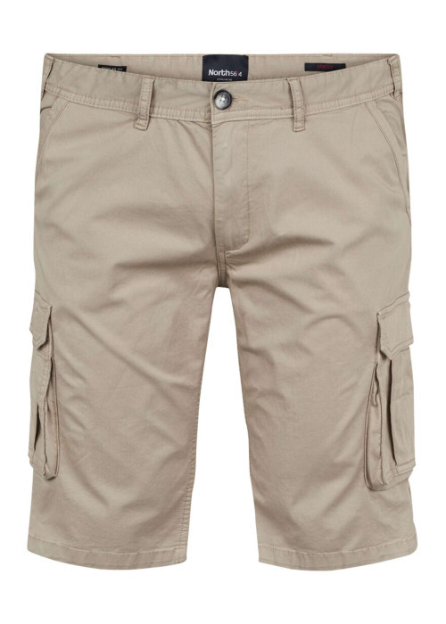 Short cargo en coton beige uni coupe regular fit avec quatre poches