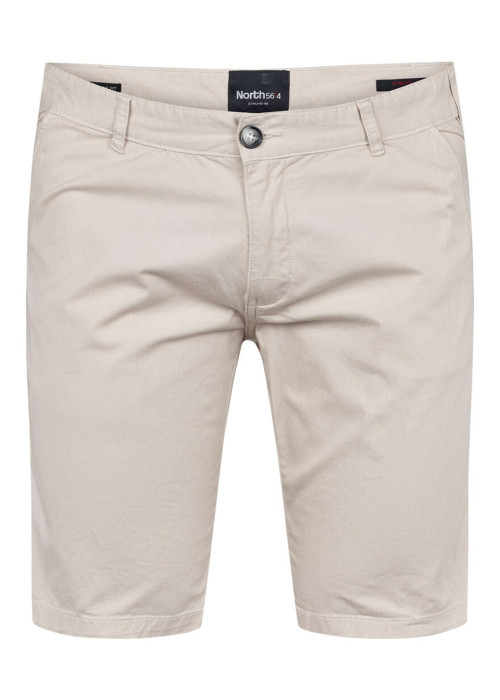 Short chino en coton beige uni à taille intermédiaire et à coupe regular fit
