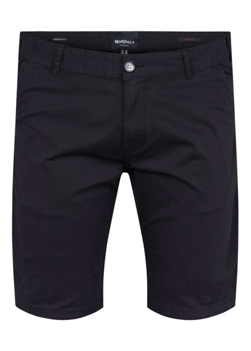 Short chino en coton noir uni coupe regular fit à fermeture zippée avec bouton