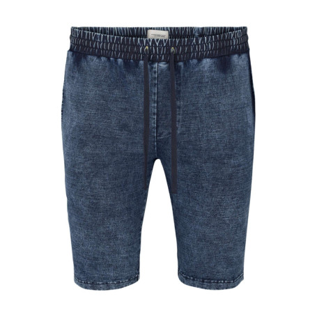 Short de Jogging en coton indigo délavé avec...