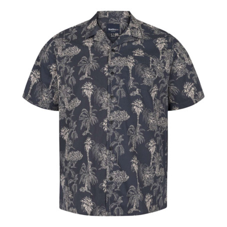 Chemise en coton bleue marine tropicale avec...