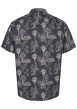 Thumbnail Chemise en coton bleue marine tropicale avec col cubain et manches courtes - Image 2
