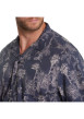 Thumbnail Chemise en coton bleue marine tropicale avec col cubain et manches courtes - Image 3