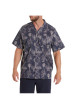 Thumbnail Chemise en coton bleue marine tropicale avec col cubain et manches courtes - Image 4