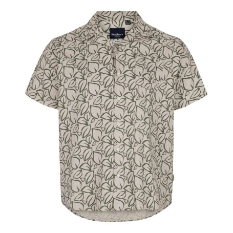 Chemise en coton beige coupe droite à col...