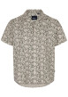 Thumbnail Chemise en coton beige coupe droite à col cubain avec imprimé feuilles