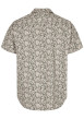 Thumbnail Chemise en coton beige coupe droite à col cubain avec imprimé feuilles - Image 2