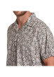 Thumbnail Chemise en coton beige coupe droite à col cubain avec imprimé feuilles - Image 3