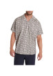 Thumbnail Chemise en coton beige coupe droite à col cubain avec imprimé feuilles - Image 4