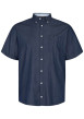 Thumbnail Chemise en coton brut unie avec une coupe droite et un col américain