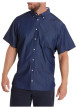 Thumbnail Chemise en coton brut unie avec une coupe droite et un col américain - Image 2