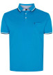 Thumbnail Polo en coton bleu uni à coupe droite un col boutonné et des manches courtes