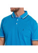 Thumbnail Polo en coton bleu uni à coupe droite un col boutonné et des manches courtes - Image 3