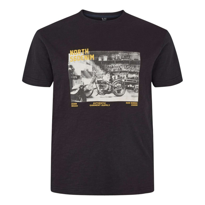 North 56°4 - T-shirt En Coton Noir Imprimé Avec Une Coupe Droite Et Un Col Rond - Noir