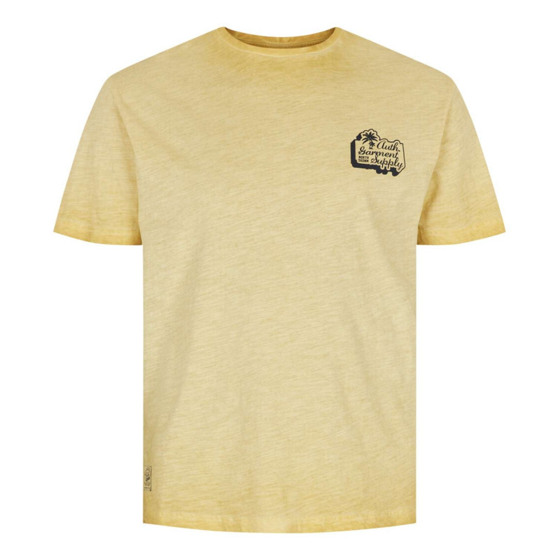 North 56°4 - T-shirt En Coton Jaune Effet Chiné à Col Rond Coupe Droite Avec Logo - Jaune