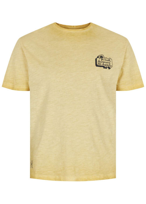 T-shirt en coton jaune effet chiné à col rond coupe droite avec logo