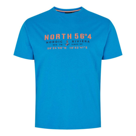 T-shirt en coton bleu uni avec une coupe droite...