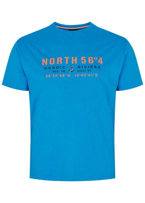 T-shirt en coton bleu uni avec une coupe droite et un col rond