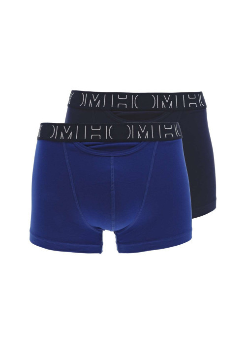 Lot de 2 Boxers classique en coton bleu uni avec une coupe fermée