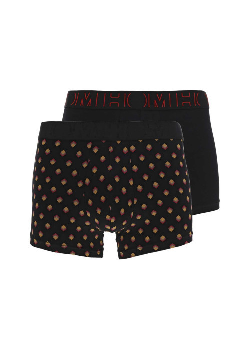 Lot de 2 boxers classique en coton noir imprimé avec une coupe fermée