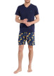 Thumbnail Pyjama court en coton marine uni avec une coupe fermée et un col v