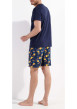Thumbnail Pyjama court en coton marine uni avec une coupe fermée et un col v - Image 4