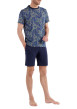 Thumbnail Pyjama court en coton marine imprimé avec une col rond et des manches courtes