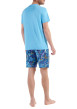 Thumbnail Pyjama court bleu imprimé avec une coupe fermée et des manches courtes - Image 2