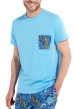 Thumbnail Pyjama court bleu imprimé avec une coupe fermée et des manches courtes - Image 3