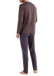 Thumbnail Pyjama long en coton anthracite imprimé géométrique à coupe fermée et col v - Image 2