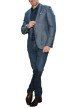 Thumbnail Blazer de costume en coton mélangé indigo chiné avec un col cranté