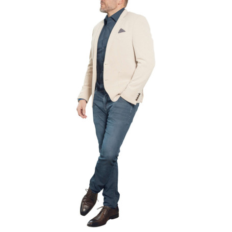 Blazer de costume beige uni avec une coupe...