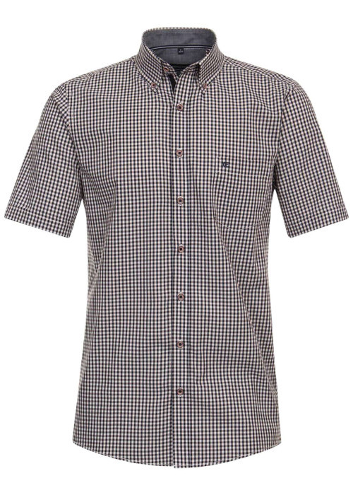 Chemise grande taille en coton marine avec des carreaux et une poche à l'avant