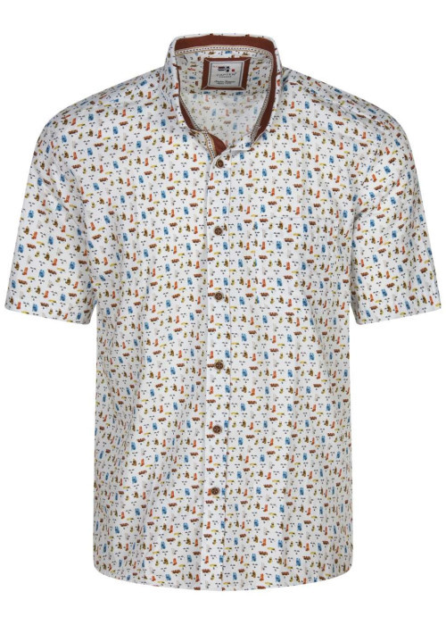 Chemise en coton blanche imprimée par des visages avec un col français