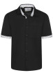Thumbnail Chemise en coton noire unie avec un col français et une coupe regular fit